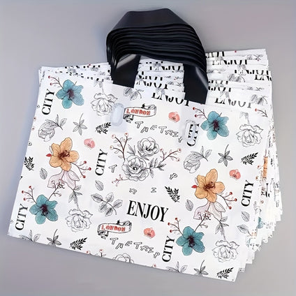 10pcs, Printed Plastic Tote Bag, English Style Plastic Handbag, Party Favor Bag, Mother's Day Gift Bag, Father's Day Gift Bag, Shopping Bag, Party Bag, Party Gift Bag, Craft Tote Bag, Party Favors, Birthday Decor, Party Gift Decor, Party Supplies