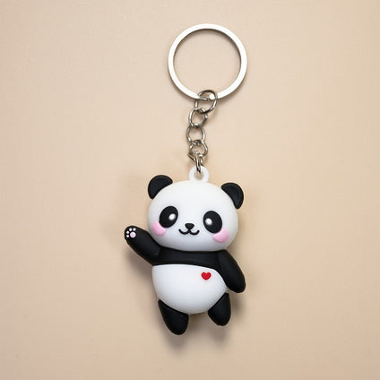 1PC Cartoon Panda Keychain, Soft Rubber Animal Panda Doll Pendant Keyring, Bag Pendant Couple Small Pendant Gift