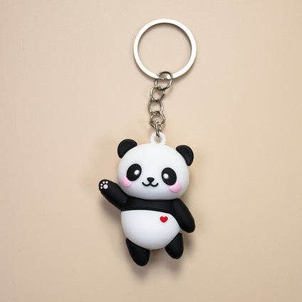 1PC Cartoon Panda Keychain, Soft Rubber Animal Panda Doll Pendant Keyring, Bag Pendant Couple Small Pendant Gift