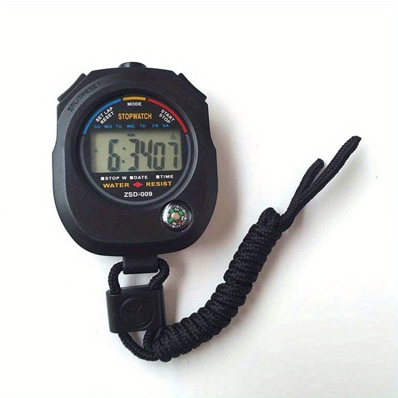 Black Multi-Function Electronic Stopwatch Timer with Large Display - Perfect for Sports Coaches, Fitness Coaches, and Referees