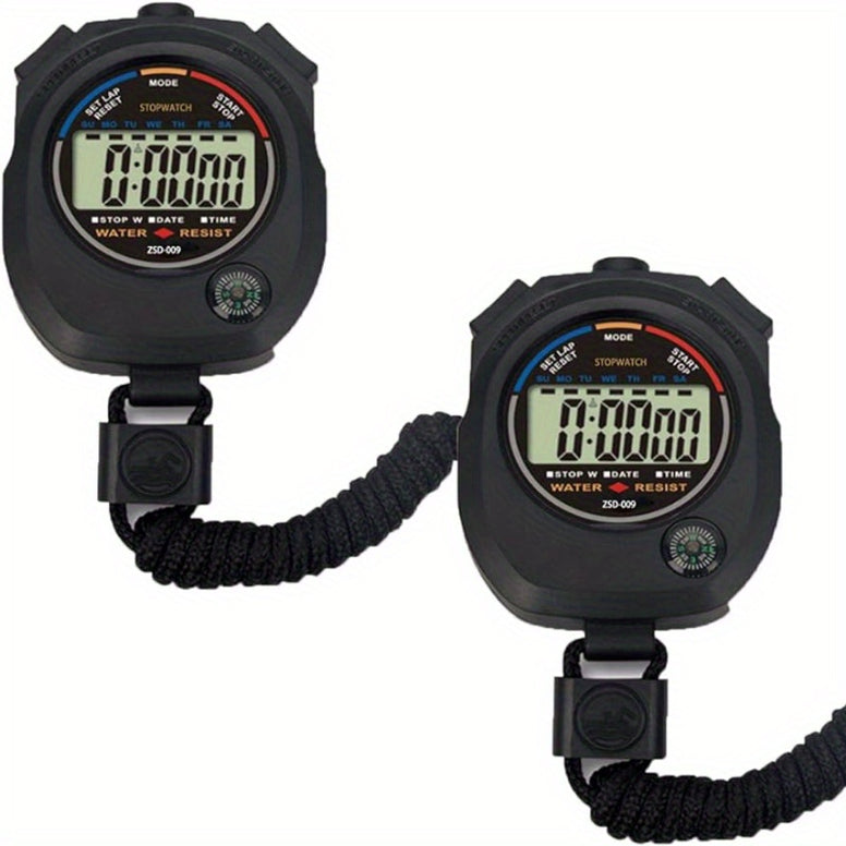 Black Multi-Function Electronic Stopwatch Timer with Large Display - Perfect for Sports Coaches, Fitness Coaches, and Referees