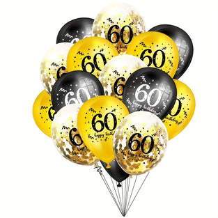 10pcs Black Golden Balloon Happy Birthday Number Balloon Set Perfect For 50th 60th Birthday Party Decorations Anniversary Celebration Decor Indoor Outdoor Decor