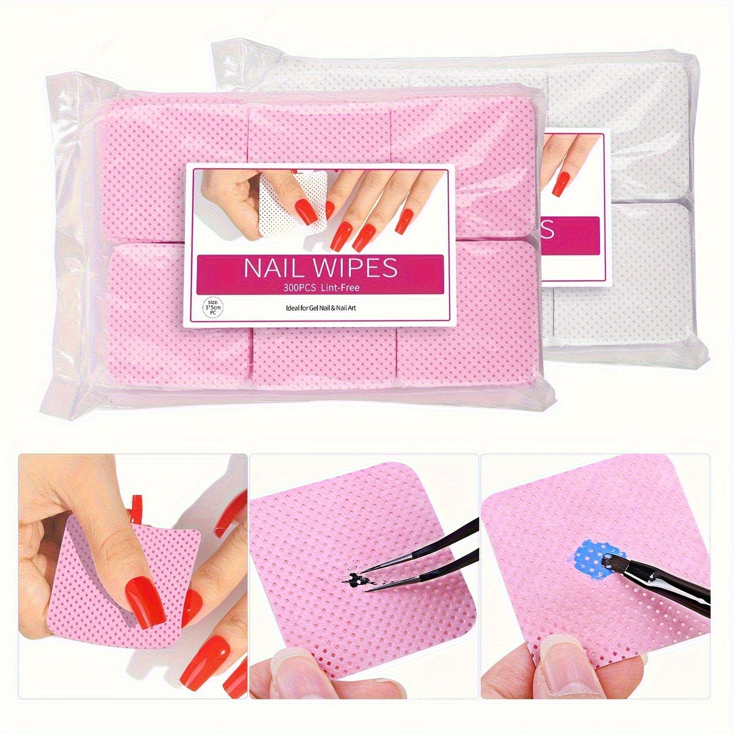 Professional Nail Polish Remover Wipes 300 Piece Set with Eco-Friendly Bamboo Fiber for Easy and Mess-Free Removal