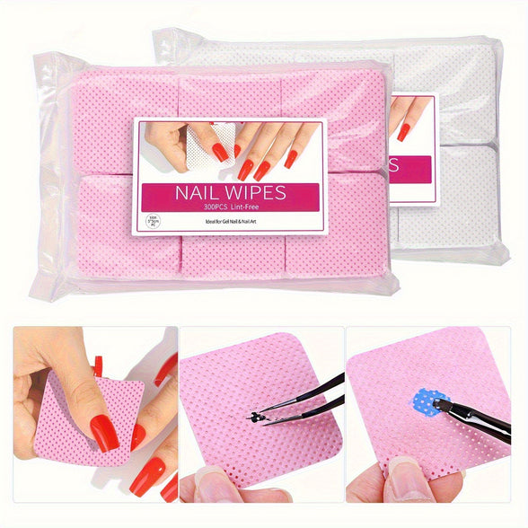 Professional Nail Polish Remover Wipes 300 Piece Set with Eco-Friendly Bamboo Fiber for Easy and Mess-Free Removal