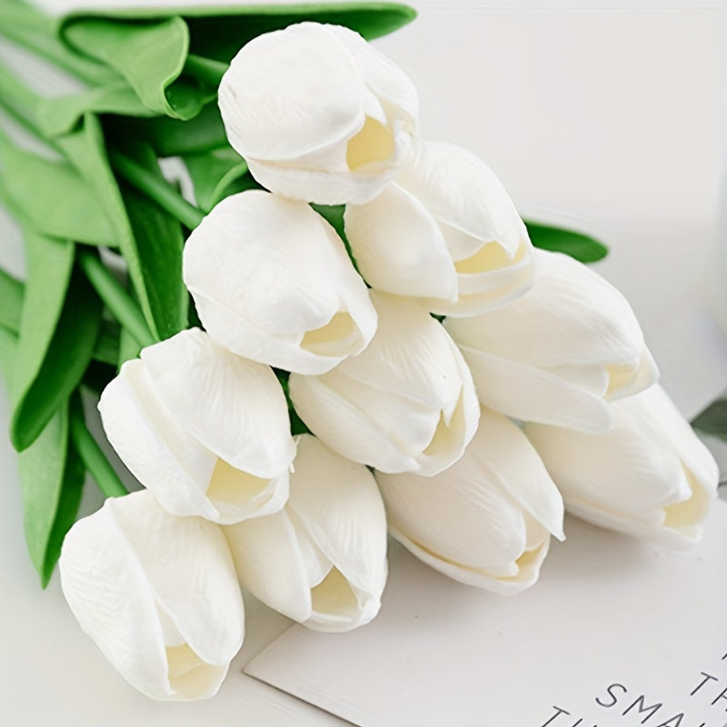 Elegant 10-Piece Real Touch Tulip Bouquet