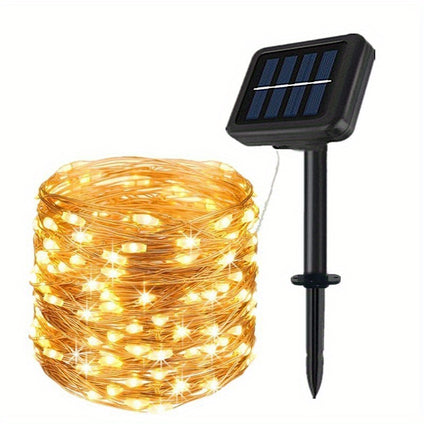 1pc 30m 300LEDs Solar String Light, Outdoor 8 Modes Solar Fairy Lights, Twinkle Solar Powered Outdoor Lights For Patio Yard Trees Wedding, Christmas, Halloween Party Decoration Birthday Party Decor