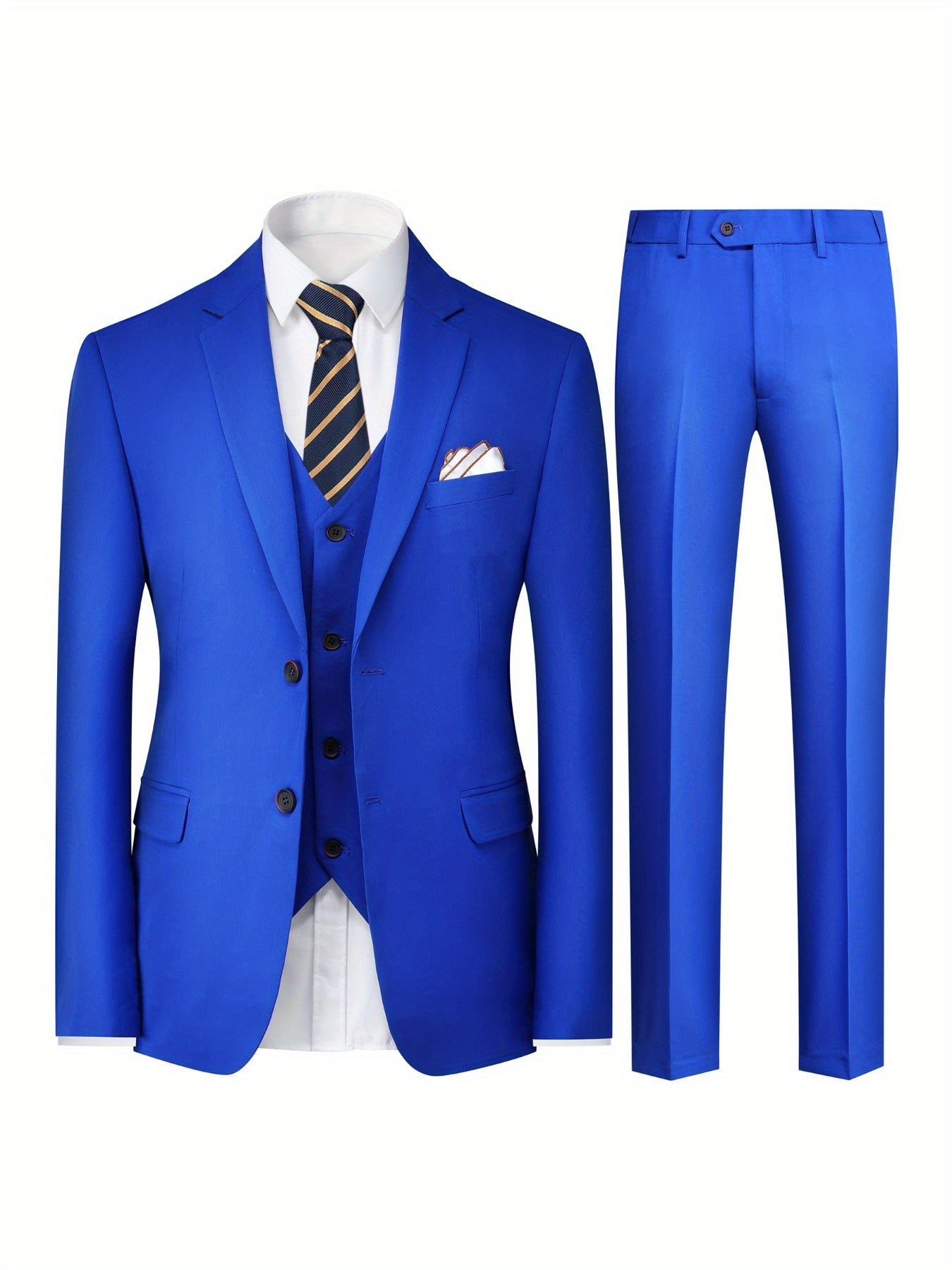 Classic Elegance: 3-Piece Men's Solid Color Suit Set for Casual Business Style