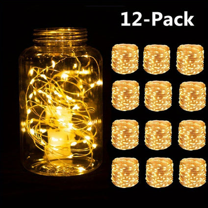 12pack Led Fairy Lights10/20 Leds Silvery Wire String Lights, Battery Operated Starry Moon Lights For DIY Wedding Party Bedroom Halloween Christmas Thanksgiving Mothers Day Birthday Favor Decoration