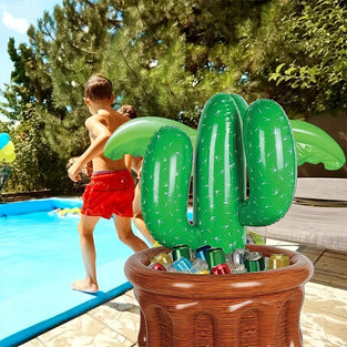 1pc Inflatable Cactus Cooling Ice Bucket, Water Floating Drink Holder, For Water Fun, Pool Party