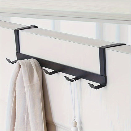 Space-Saving 5-Row Black Iron Storage Rack - Easy Install, No Drilling Required, Perfect For Clothes & Hats, Ideal Home Organizer