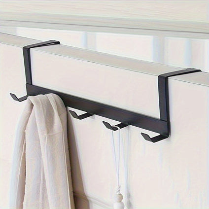 Space-Saving 5-Row Black Iron Storage Rack - Easy Install, No Drilling Required, Perfect For Clothes & Hats, Ideal Home Organizer