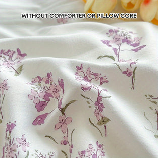 Floral Duvet Cover Set - 4 Piece Vintage Purple Flower Patterned Bedding with Zipper Closure, Breathable Polyester Fabric, Machine Washable, All-season Comfort - Includes Duvet Cover, Flat Sheet, and 2 Pillowcases (No Duvet Insert or Pillow Core)