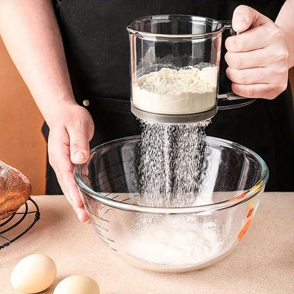 Easy-Press Semi-Automatic Flour Sifter - Durable Pp, Perfect For Baking & Kitchen Use