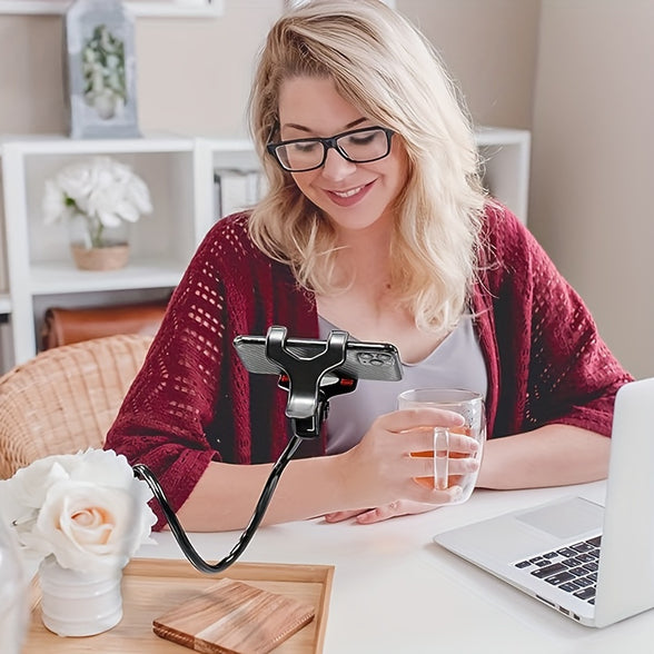 360° Adjustable Gooseneck Phone Holder: Flexible Arm for Desks and Beds