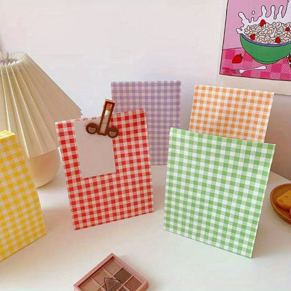 12-Pack Assorted Colors Plaid Kraft Paper Gift Bags - Perfect For Candy, Party Favors & Photo Props