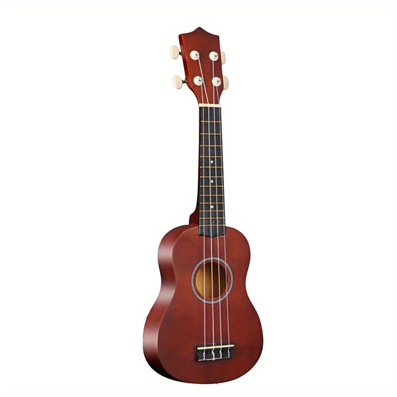 Premium 21-Inch Beginner Ukulele: Hawaiian Soprano Ukelele with Four-String Wood Design and High Gloss Body