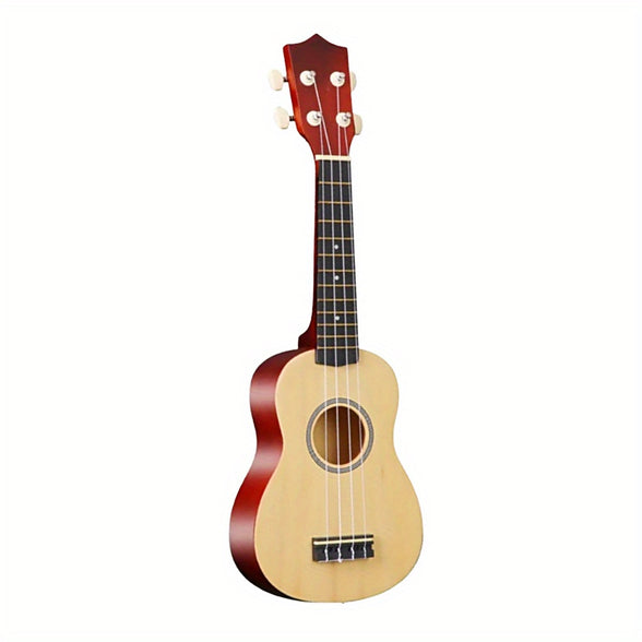 Premium 21-Inch Beginner Ukulele: Hawaiian Soprano Ukelele with Four-String Wood Design and High Gloss Body