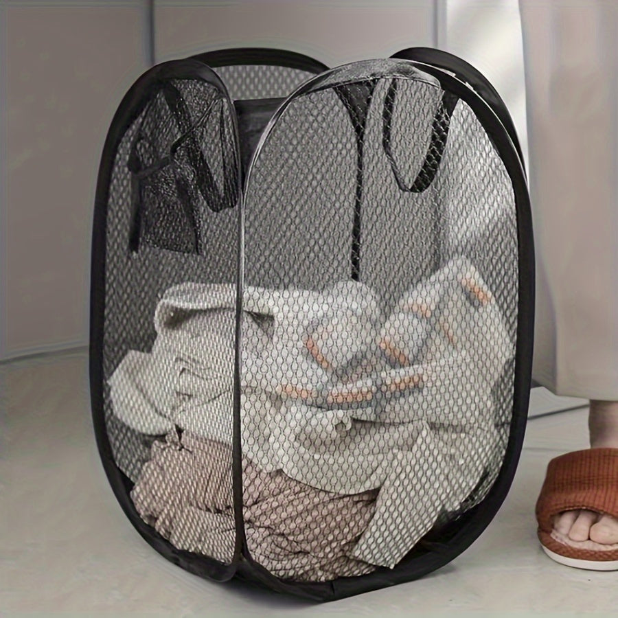 Space-Saving Foldable Mesh Laundry Basket