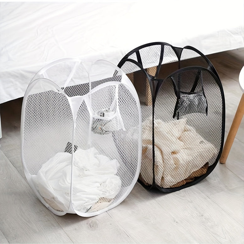 Space-Saving Foldable Mesh Laundry Basket