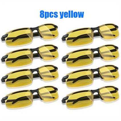 Enhance Your Night Driving with 1-2-4-8pcs Night Vision Men Glasses: Anti-Glare Vintage Style for Outdoor Sports and Casual Wear