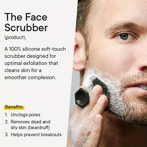 Men's Silicone Face Scrubber: Gentle Exfoliator Pad and Massager for Deep Cleansing and Dead Skin Removal