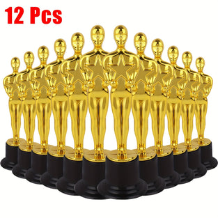 Golden Trophy Awards - 15.24cm Mini Statue Trophies, Pack of 2/12 - Perfect for Teacher Appreciation, Parties & Ceremonies - Durable PP Material