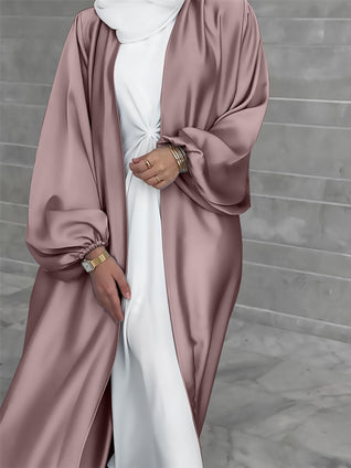 Ramadan Solid Belted Dress, Elegant Lantern Sleeve Dress, Women's Clothing