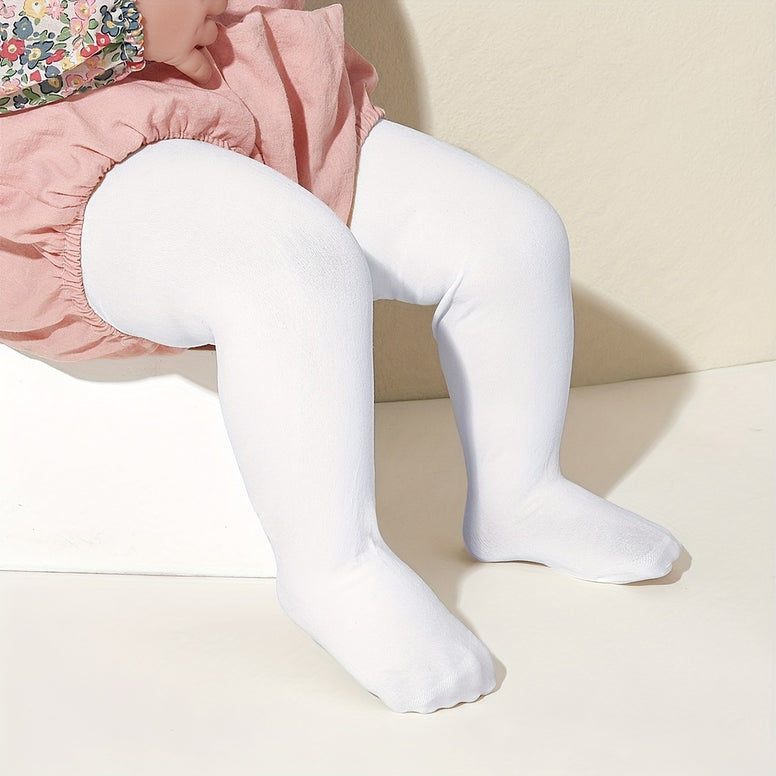 3Pcs Baby Girls Casual Plain Color Pantyhose: Comfy and Breathable Leggings for Summer