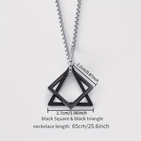 Men's Stainless Steel Geometric Pendant Necklace: Hip Hop High-End Accessories