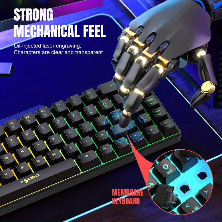 Ultimate 68-Key Thin Film Wired Gaming Keyboard with RGB Backlit - Perfect for Gaming, Office, and Home Use