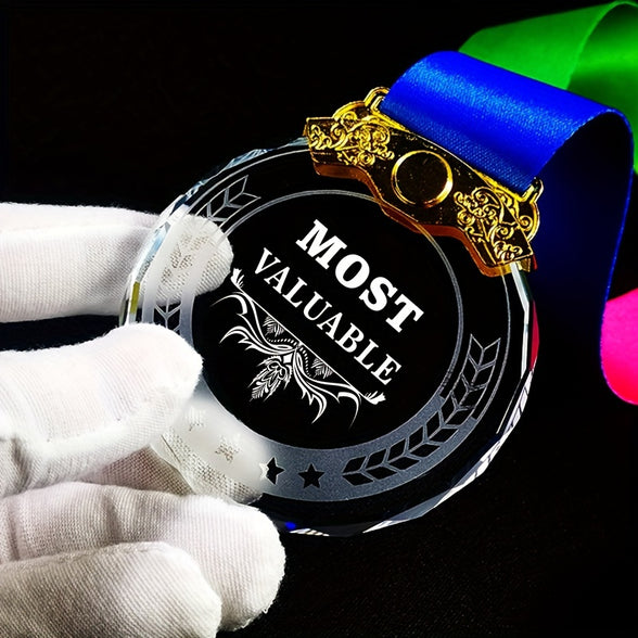 DIY Blank Crystal Award Medals - Create Your Own Trophy with Ribbon and Gift Box