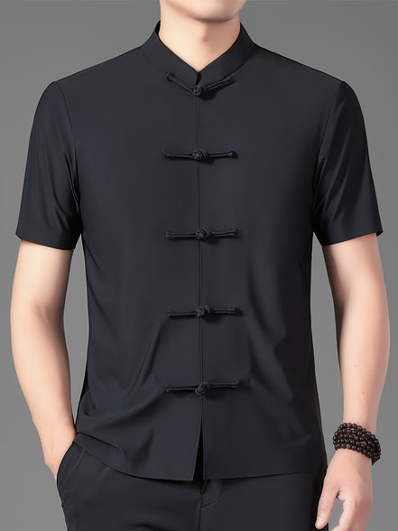 Chinese Traditional Style Men's Summer Tang Suit Shirt: Lightweight and Stylish Leisurewear