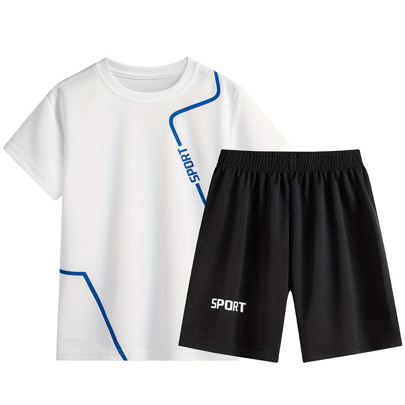 Boys Summer Sports Suit: Short Sleeves, Round Neck Tops & Bottoms - Comfortable & Breathable