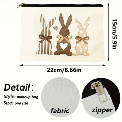1pc Easter Egg Print Makeup Bag, Portable Comestic Storage Pouch, Toiletry Wash Organizer For Travel