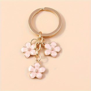 1 Pc Alloy Flower Keychain, Simple And Sweet, Floral Charm Key Rings For Purses And Bags, Assorted Colors