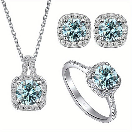 1ct Moissanite Jewelry Set in 925 Sterling Silver