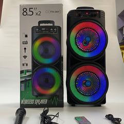 Ultimate High-Power Portable Wireless Speaker: Dual 8.<br>5-Inch Subwoofers, LED Lights, Bass Boost, Remote Control, Rechargeable Battery