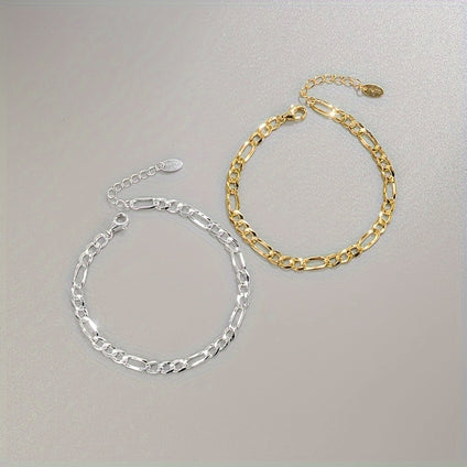 Minimalist Geometric 925 Silver Link Chain Bracelet Elegant Hand Chain Jewelry Decoration
