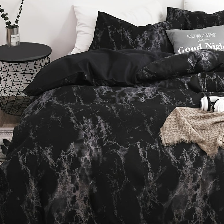 Elegant Marble-Inspired 3-Piece Duvet Cover Set