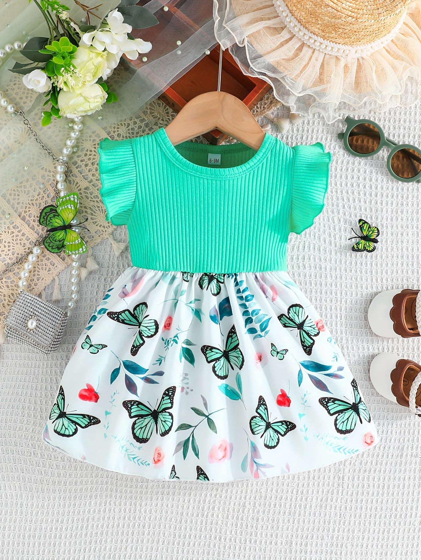 Baby's Cartoon Butterfly Leaves Pattern Dress: The Perfect Holiday Gift for Toddler Girls