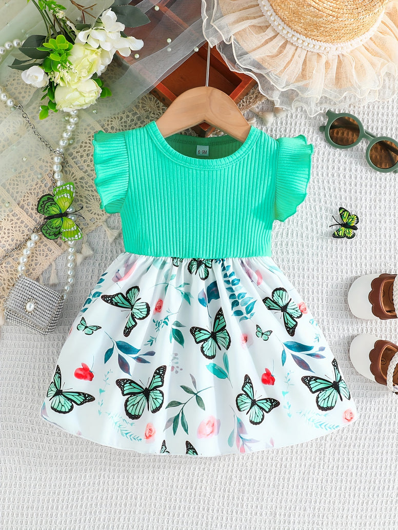 Baby's Cartoon Butterfly Leaves Pattern Dress: The Perfect Holiday Gift for Toddler Girls