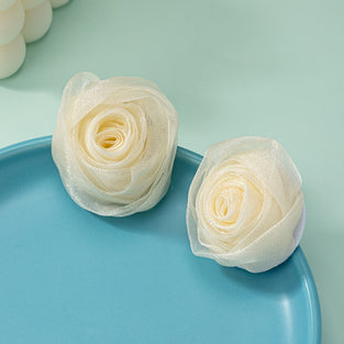 Vintage White Floral Bracelet and Earrings Set for Parties