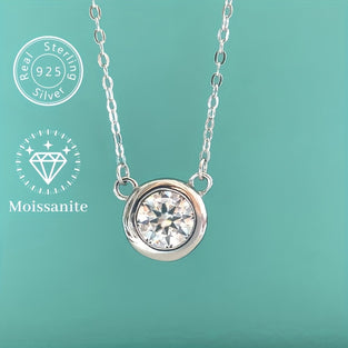 0.5ct-1ct Shiny Moissanite Pendant Necklace Round Shape Beads Plated Personality Neck Jewelry Wedding Anniversary & Mother's Day Gifts
