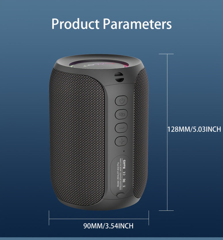 S32 Pro 15W Wireless Speaker: Outdoor Portable Subwoofer with IPX-6 Waterproof Rating, Dual Pairing, and Long Playtime for Booming Bass and Loud Stereo Sound