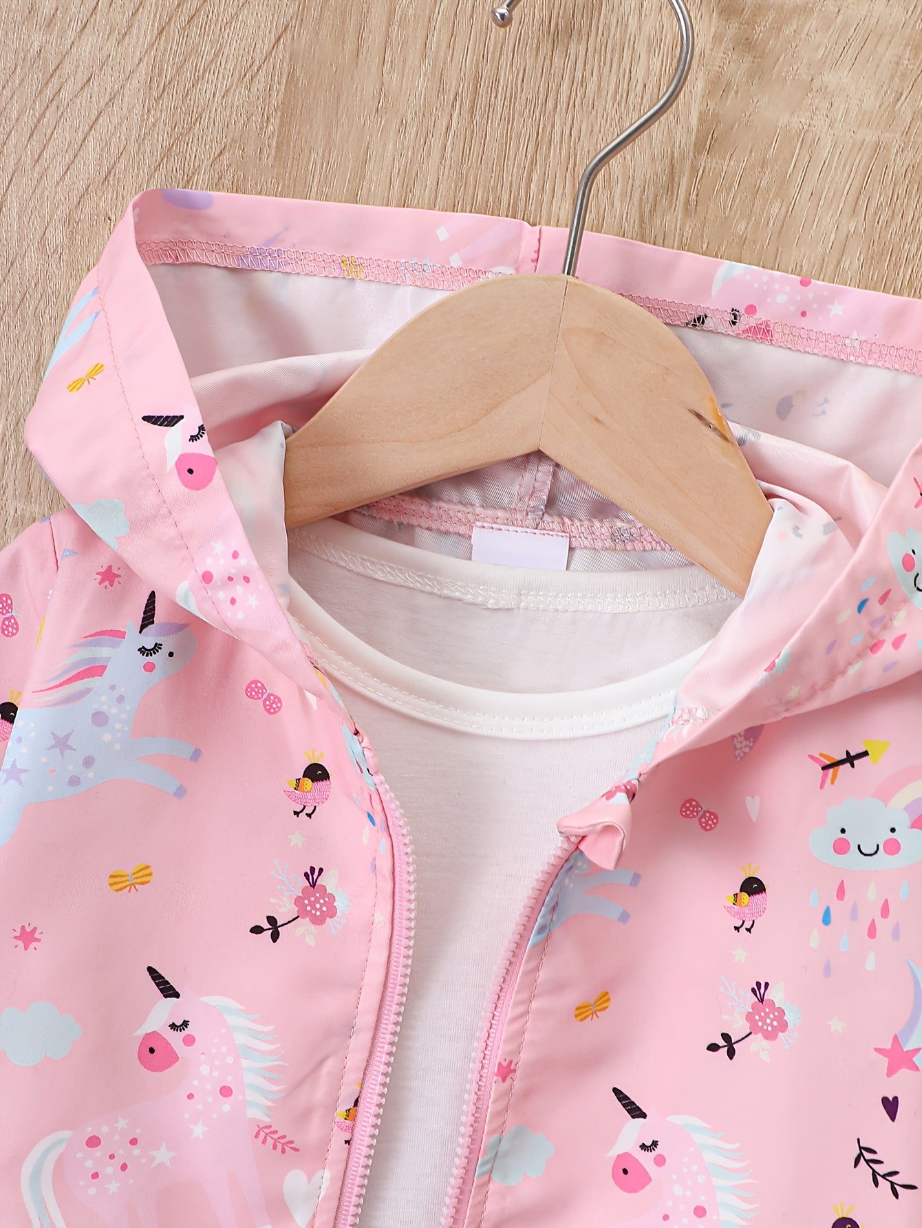 Adorable Cartoon Graphic Hooded Windbreaker