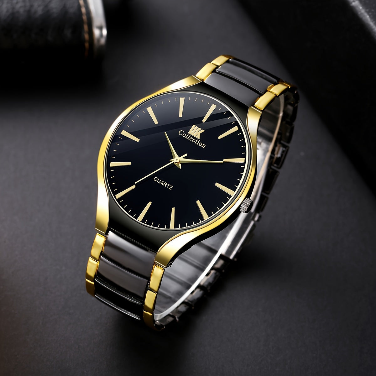 Golden Black Classic Business Quartz Watches: Perfect Couple Gift Set