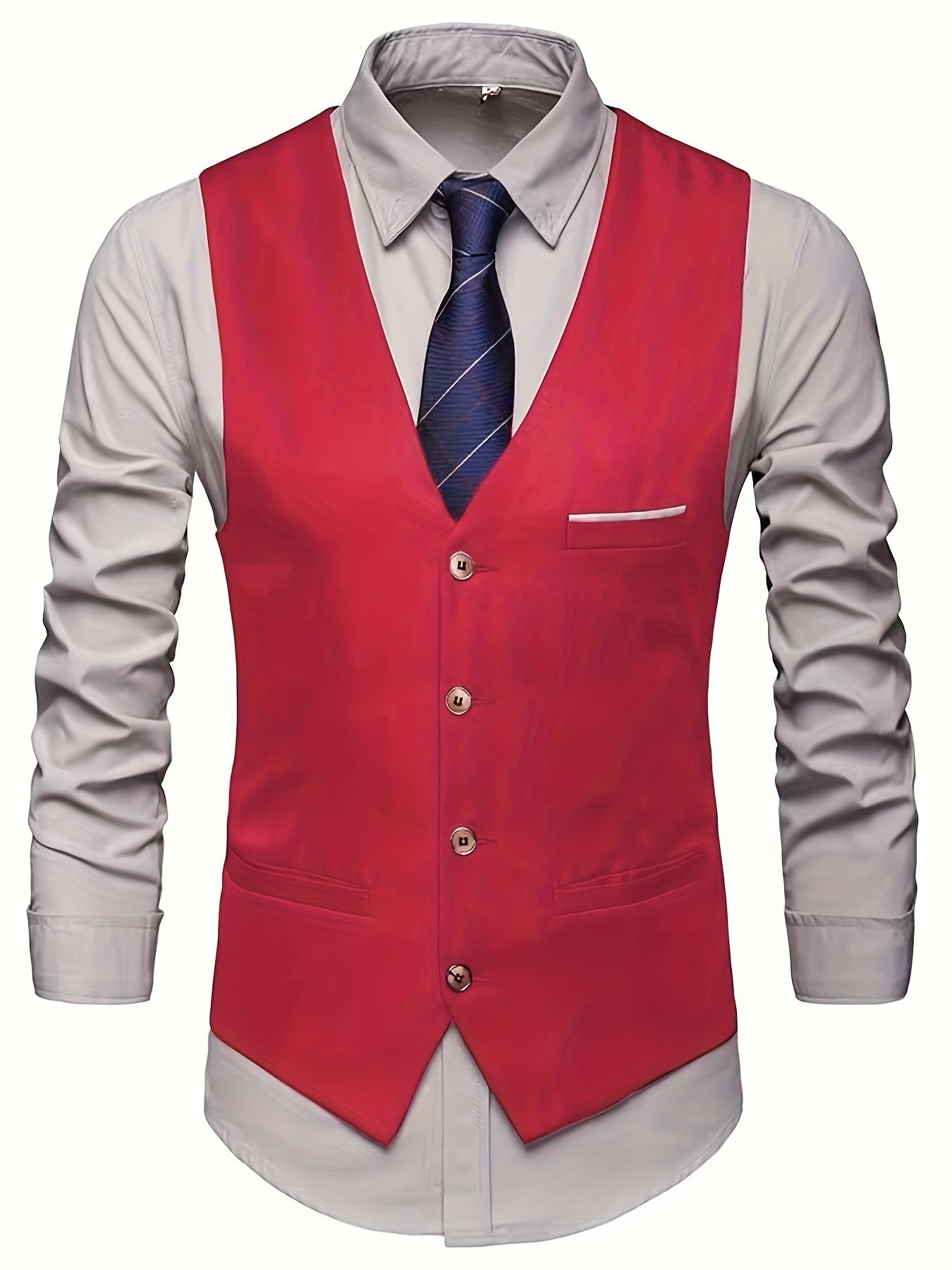 Men's Casual Retro Style Solid Color V-Neck Smart Suit Vest: The Perfect Waistcoat for Dinner Suit Match