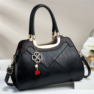 Elegant Women's Handbag, Large Capacity, PU Leather, Retro Crossbody Shoulder Bag, Versatile Stylish Pendant Decor Bag