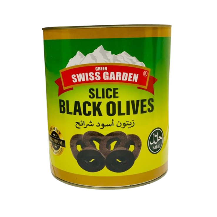 Sliced Black Olives Swiss Garden 3.1KG
