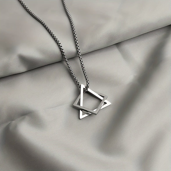 Men's Stainless Steel Geometric Pendant Necklace: Hip Hop High-End Accessories